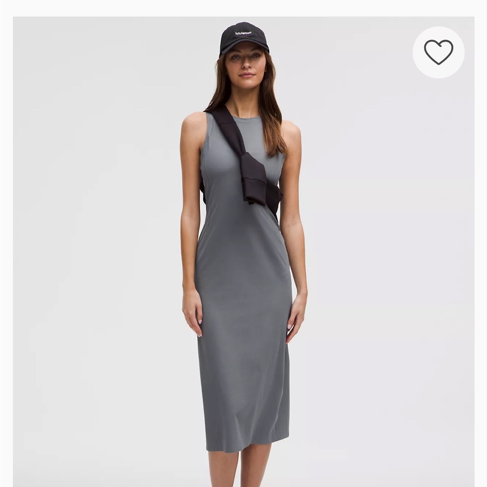 Lululemon all aligned Ribbed Solar Grey midi dress size 0